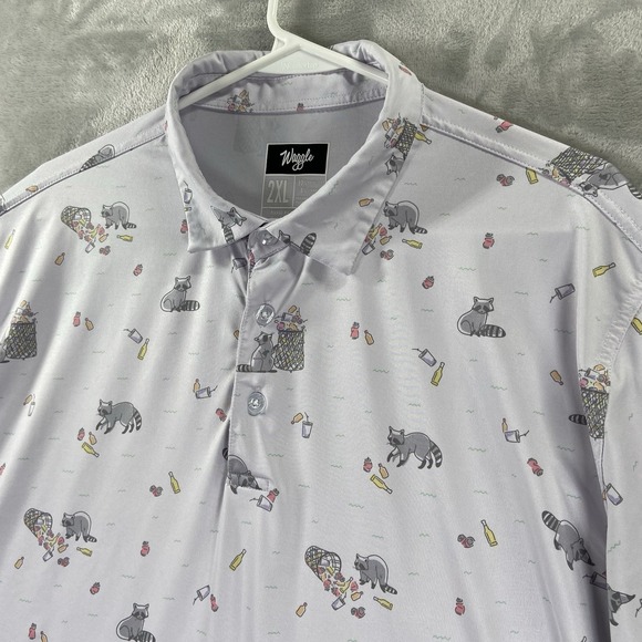 Waggle Shirt men's 2XL Golf Polo Performance Short Sleeve Raccoon Trash Bandit - Picture 2 of 12